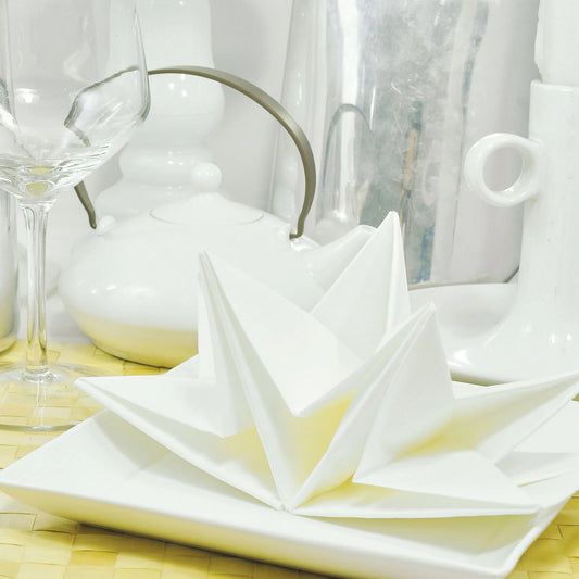 CarsonWorks Dinner Paper Napkins 12 Pack Table Disposable Decorative Folded Napkins-White